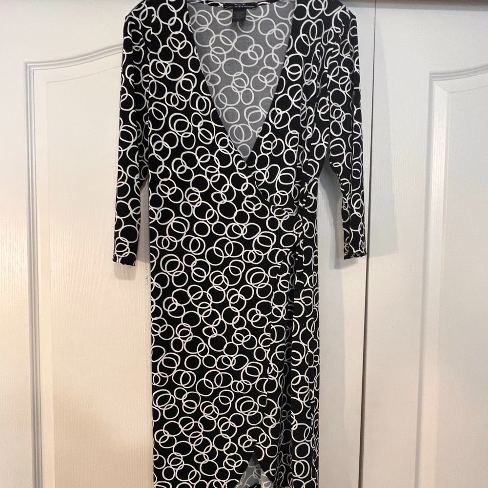 Faith Love and Passion - Women's Medium Dress - Elegant Black With White Design